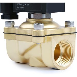 États-Unis Vanne solénoïde en laiton massif 3/4 po 24 V CC normalement fermée pour eau, air, diesel - Product Image 4