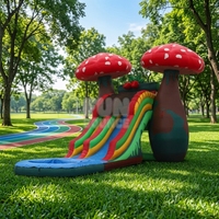 Toboggan aquatique gonflable en forme de champignon de 23 pieds - Utilisation commerciale, matériau PVC, extérieur