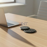 Prise de bureau encastrée ronde UK avec port USB-C et multiprise dissimulée IP44 pour mobilier de bureau