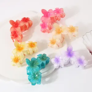 SongMay New Candy Color Flower Hair Claw Clips 10.5cm Large Colourful Plastic Flower Hair Accessories For Women