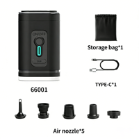 Pompe à air électrique sans fil QY Mini 3-en-1 avec moteur DC, gonfleur/dégonfleur intelligent pour la maison avec lumières, recharge USB, batterie 1200 mAh