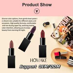 Rouges à lèvres HOMAKE tendance, couleurs variées, formule longue tenue, ingrédients végétaux, minéraux, vegan, fini crémeux/<span class=keywords><strong>mat</strong></span>, personnalisable 4g - Product Image 2