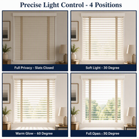 Persianas Venecianas de Madera Horizontales Simples de 50 mm, Pintadas de Blanco, con Diseño de Espiga Ancha, Cinta de Tracción, Tamaño Personalizado, para Comedor, OEM