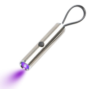 Pocket Stainless Steel 395nm <strong>UV</strong> <strong>Flashlight</strong> Mini Portable Black Light Ultraviolet Keychain Light for Money Detection - Product Image 1