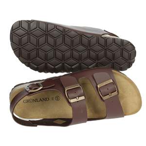 Sandales pour hommes Grnl SB3005-40 en cuir marron avec boucle et sangle, chaussures confortables - Product Image 6
