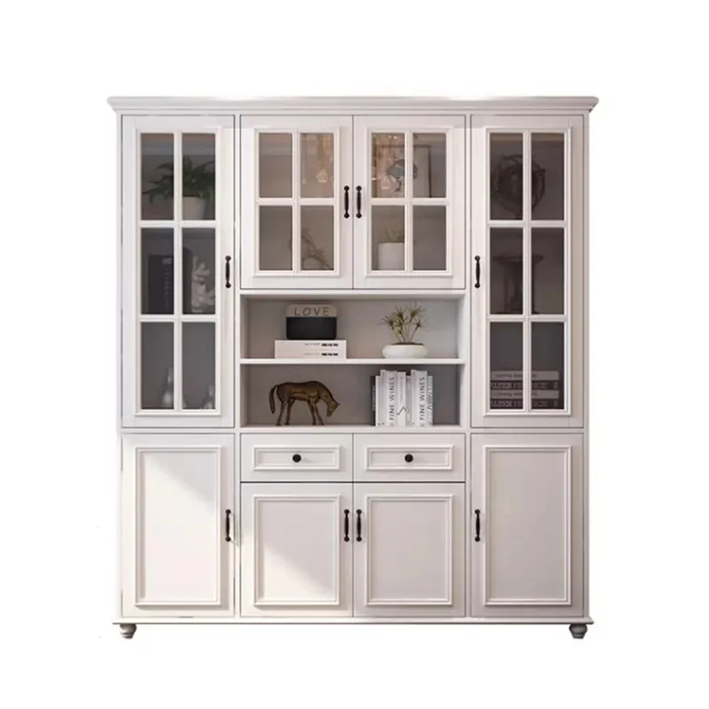 American Solid Wood Bookcase Library Furniture Bookcase Glass Door Bookshelf