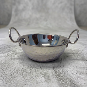 Premium Quality Wholesale Modern Indian Luxury Elegant <b>Stainless</b> <b>Steel</b> Kadai Paella <b>Pan</b> Two Handles Hammered Design for Cooking - Product Image 1