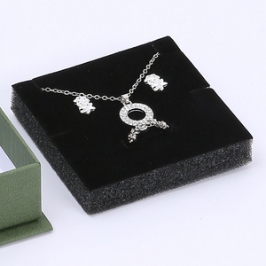 Custom Eco-friendly Square Pattern Small Jewelry <b>Box</b> Ribbon Decorated Necklace Ring <b>Gift</b> Packaging for Jewellery - Product Image 6