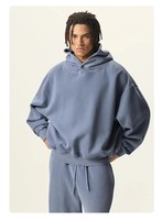 Sudadera con capucha de forro polar lavado y desgastado de 350GSM con broches de latón y borde sin rematar, estilo oversize vintage, para streetwear, OEM