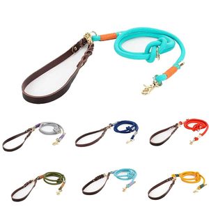 Laisse pour chien en nylon personnalisée avec poignée en cuir, laisse d'entraînement réglable anti-traction, vente en gros de laisses pour chien en nylon - Product Image 5