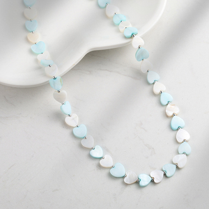 Collar Rinntin PSN11 con Cuentas de Perlas en Forma de Corazón Azul y Blanco, Collar Gargantilla con Dije de Plata de Ley 925 - Product Image 4