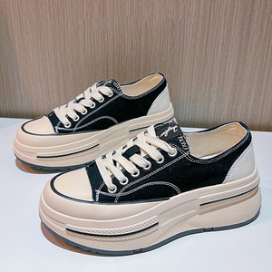 Latest Genuine Sheepskin Lining <b>Canvas</b> Shoes for Women Korean Cushioning Thick-Soled Versatile Casual Flat for Autumn Spring - Product Image 4