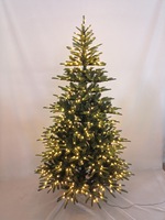 Sapin de Noël artificiel pré-éclairé en PE PVC de qualité supérieure avec lumières LED chaudes, conception à charnières facile à assembler pour la décoration intérieure des fêtes
