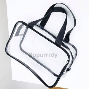 Sac en plastique transparent imperméable avec logo personnalisé pour le shopping, fermeture à glissière, résistant au sable, grand sac cosmétique transparent, sac de rangement de plage - Product Image 5