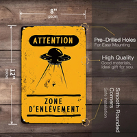 Panneau de signalisation d'avertissement d'activité OVNI, plaque en métal sur le thème des extraterrestres, décoration de bar de garage pour homme, décoration de science-fiction, cadeau