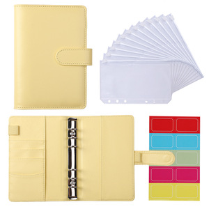 Hot bán A6 Kích thước PVC dây kéo tiền mặt phong bì Ngân Sách chất kết dính 6 Vòng cơ chế da bìa từ phong cách may RÀNG BUỘC - Product Image 1
