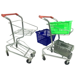 Chariot à courses rose supermarché épicerie colorée chariot à deux niveaux en métal - Product Image 5