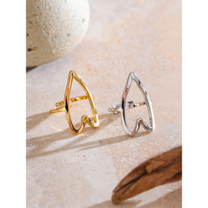JINYOU 3449 oro placcato PVD in metallo resistente appannamento gioielli popolari 2025 minimalista in acciaio inossidabile anello cavo regolabile a cuore - Product Image 2