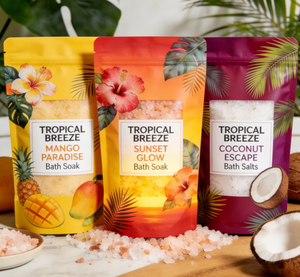 Free Sample Custom Stand Up Zipper Pouch Sea Salt <b>Pack</b> Printed Logo Tear Notch Foil Sturdy Fresh Secure Stable - Product Image 3