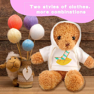 B992 गंध वाले पशु खिलौना सफेद कपड़ों के सबलिमिनेशन खाली भालू कपड़े सफेद हुडी शर्ट गुड़िया डिय टेडी बियर सबलिमिनेशन - Product Image 2