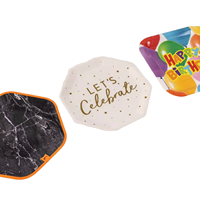 Assiettes en papier octogonales jetables LET'S Celebrate, impression personnalisée, vaisselle de fête d'anniversaire, assiettes à dessert pour la décoration de fête