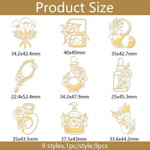 9 Piezas de Pegatinas Metálicas Doradas de 1.6x1.6 Pulgadas, Impermeables, Ecológicas, con Barniz Brillante, Forma Personalizada, Tema Cosmético, Decorativas - Product Image 3