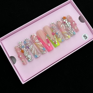 Nuevo diseño <span class=keywords><strong>de</strong></span> moda 3XL Proveedor <span class=keywords><strong>de</strong></span> <span class=keywords><strong>uñas</strong></span> Prensa en las <span class=keywords><strong>uñas</strong></span> Personalizado Medio Francés Blanco Mariposa ABS Acrílico Artificial Fingern - Product Image 1