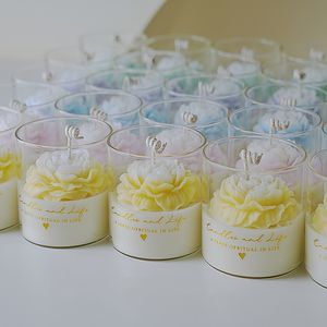 Bougie parfumée artisanale en cire <span class=keywords><strong>de</strong></span> soja avec fleur <span class=keywords><strong>de</strong></span> pivoine dans un verre, cadeau pour mariage, fête, Saint-Valentin, décoration d'intérieur, bougies aromatiques en pot - Product Image 1