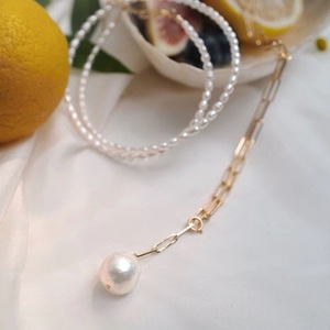 Collar de Perlas Barrocas Edison Súper Versátil Wenchi para Mujer, Cadena Vintage para Clavícula con Accesorio de Barra Arrugada - Product Image 3