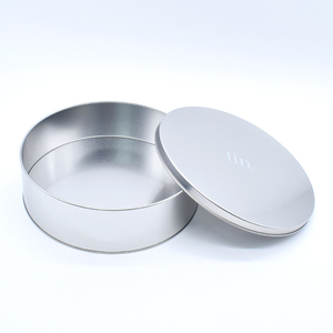 Boîte <span class=keywords><strong>ronde</strong></span> en métal argentée de <span class=keywords><strong>grande</strong></span> taille pour biscuits, chocolat et gâteaux, D235*70mm - Product Image 2