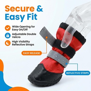 Yearning Dog Soft <b>sole</b> Breathable Plush Fabric <b>Rubber</b> Waterproof Non-Slip Rain <b>Boots</b> for Dogs Outdoor(four pieces of a set) - Product Image 4