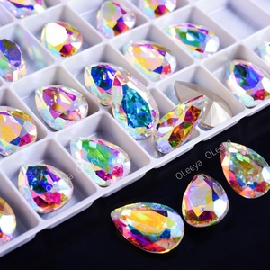 Oleeya Factory - Cristales de imitación en forma de lágrima de vidrio de 13*18 mm con parte trasera puntiaguda, gemas de strass a granel para prendas de vestir - Product Image 3