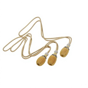 QUICK WAY INDUSTRIES Cordón de uniforme ceremonial dorado y negro con borla de nudo de sabre y borla de bullion con forma de bellota - Product Image 2