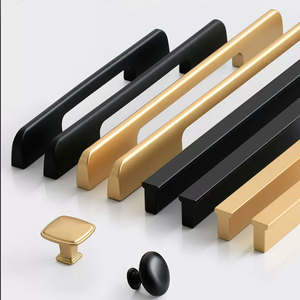 Furniture Hardware Kitchen Cabinet Cupboard Dresser Wardrobe Drawer <strong>Door</strong> Gold Black Modern Pull Handles - Product Image 1