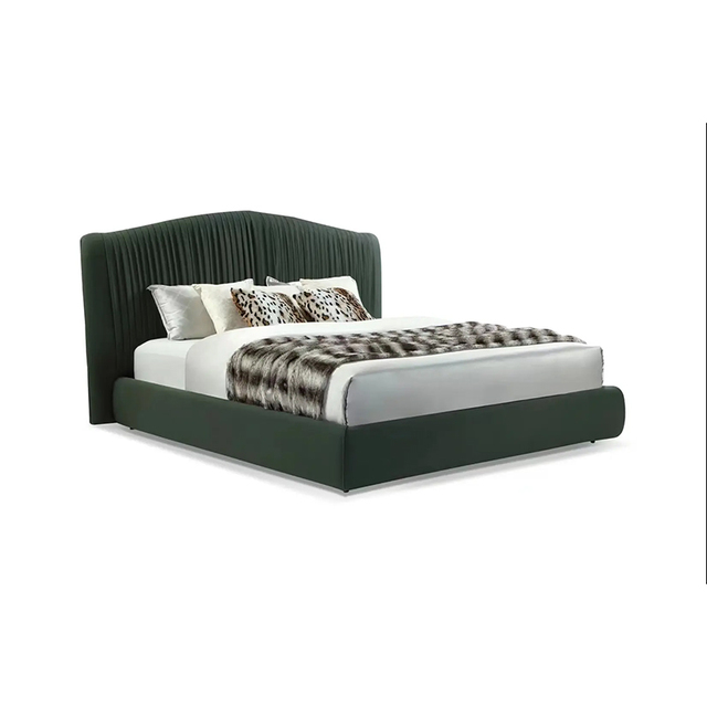 Italian Modern Luxury Upholstered Velvet Soft Comfortable Twin Bed with Metal Frame Eco-Friendly Bedroom Furniture