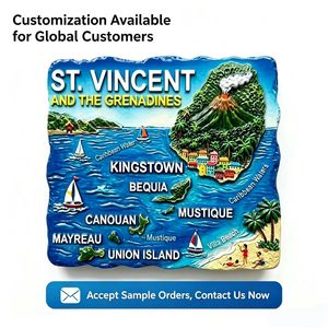 Imán de Refrigerador Magnético Resistente y Ecológico con Mapa de la Isla de San Vicente en Resina 3D Personalizado, Recuerdo de Viaje Premium - Product Image 1
