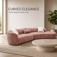 Modernes Luxus-Kurvensofa 3,4m Großes Wohnzimmer Organisches Halbmond-Ecksofa Tiefe Sitzfläche Slub-Stoff Couch für Villa Hotel