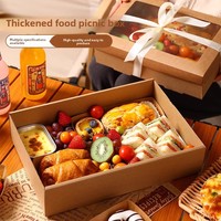 Boîte à lunch rectangulaire jetable en carton ondulé avec fenêtre transparente, en papier sulfurisé pour camping, barbecue et pâtisserie en extérieur