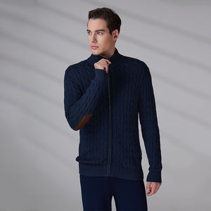 Custom Knitted Cable Knitwear <b>Men</b> Trendy Winter Long Sleeve <b>Men's</b> Clothing Zip Up <b>Cardigan</b> Cotton <b>Sweater</b> - Product Image 1