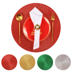 Christmas Color Matching PP Shiny Silk <b>Placemats</b> Tabletop Anti-scald Decorative Mats Premium Feeling Christmas Accessory Mats - Product Image 4