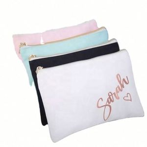 Pochette de voyage portable en toile de coton réutilisable pas chère Grice pour cosmétiques et crayons, avec logo personnalisé - Product Image 3