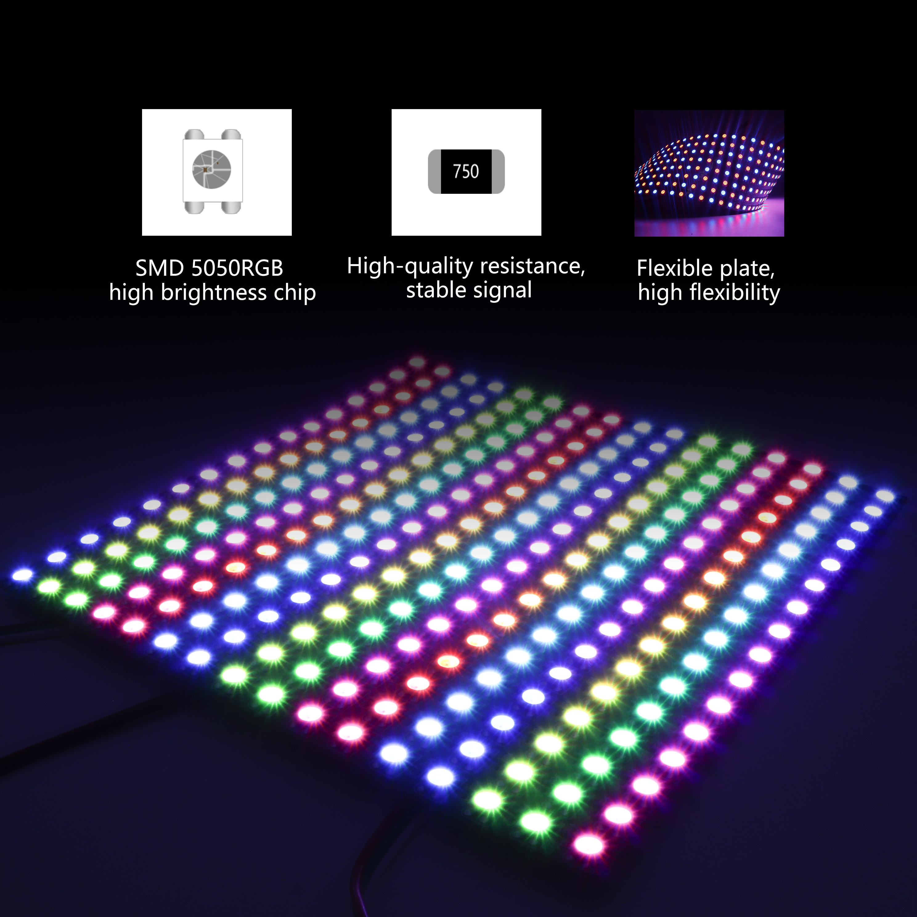 TRX WS2812B/SK6812 RGB 5050 18W DC5V USB Programmable LED Flexible Panel Light 8x8/8x32/16x16cm IP65 CRI90