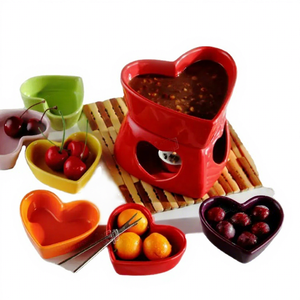 Ensemble de <span class=keywords><strong>fondue</strong></span> en céramique en forme de cœur, petit pot à <span class=keywords><strong>fondue</strong></span> pour la cuisine, pour en-cas, fromage, chocolat, prix d'usine, personnalisable et coloré - Product Image 1