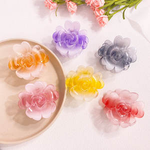 Qianjin بيع بالجملة مشابك زهور بلاستيكية شفافة للنساء إكسسوارات شعر ورد لطيفة سائبة مشابك شعر ملونة - Product Image 1