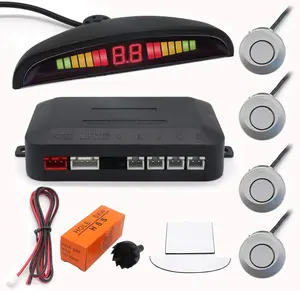 Car LED Parking Sensor Kit 4 Sensors 18mm-22mm Reverse Radar Sound Alert Indicator System