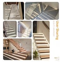 Nouveautés : Lumière d'escalier à effet LED à détection intelligente, profilé en aluminium, bande lumineuse à allumage/extinction automatique, type C, effet eau courante