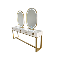 Mobilier et équipement de salon de coiffure, poste de coiffage pour barbier, station miroir double face