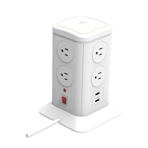 Nouvelle Tendance : Tour de Prises Verticale Pivotante 15A <span class=keywords><strong>à</strong></span> 8 Prises avec Protection Contre les Surtensions, <span class=keywords><strong>Norme</strong></span> UE, et Ports de Charge USB - Product Image 2