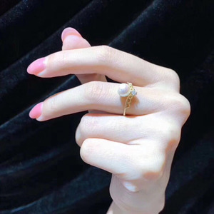 Support de bague en argent S925, accessoires en perles DIY, édition simple, support de bague avec perles de 6-7 mm pour vos bijoux de mode - 10210 - Product Image 1