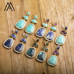 Orecchini a Lobo di Lusso in Cristallo <span class=keywords><strong>Gioielli</strong></span> da Sposa con Pietre Naturali Curative Ametista Amazzonite Labradorite Idea Regalo per Donna - Product Image 2